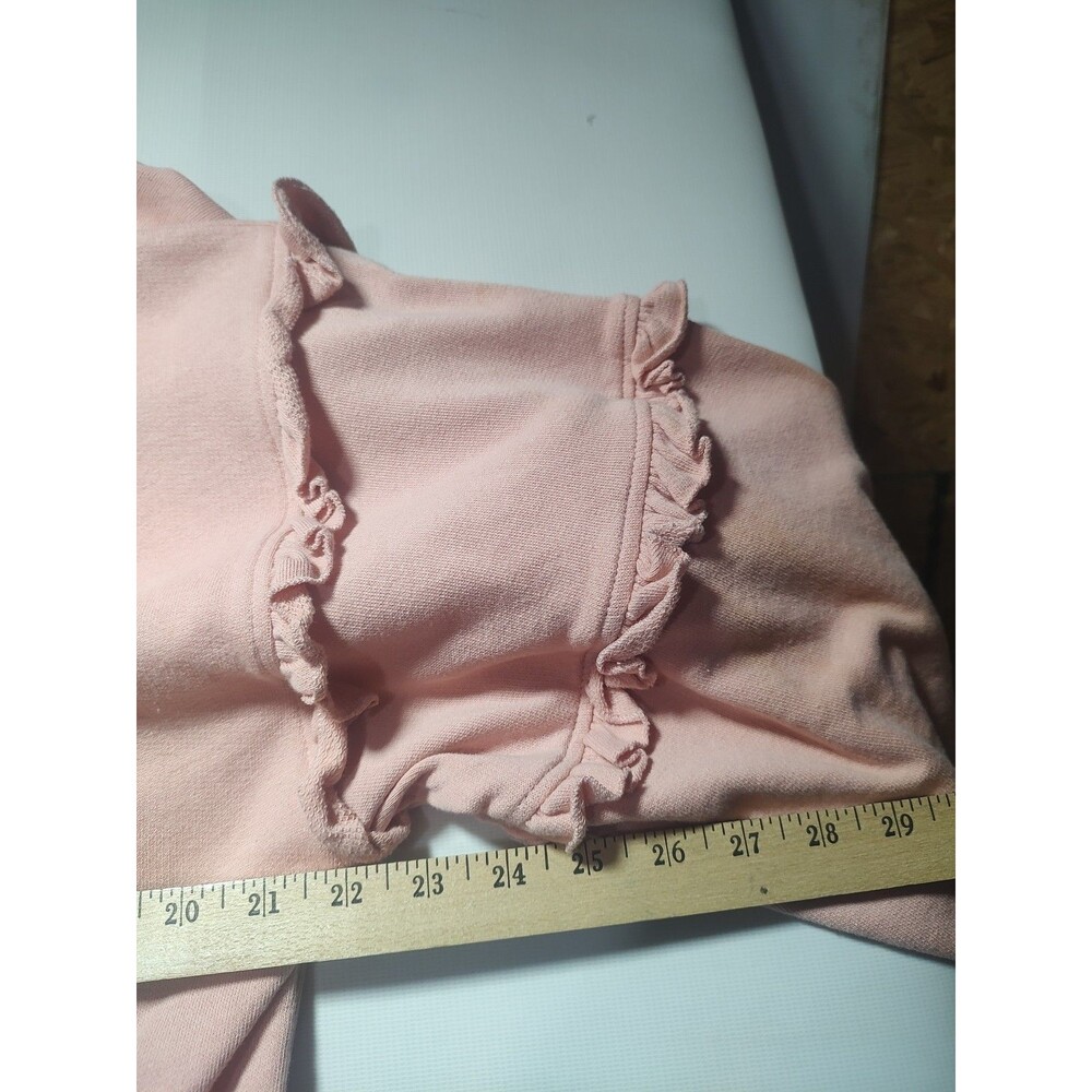 Time And Tru Sweater Womens XL pink Crewneck Ruffle Sleeve Cotton Pullover - Picture 5 of 5